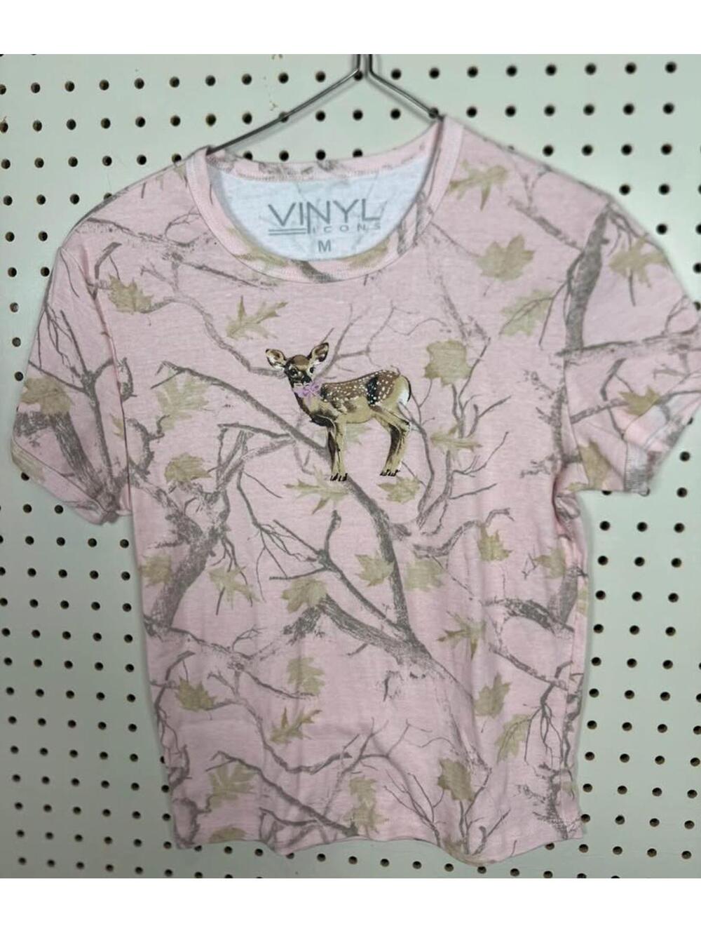 Adorable Pink Camo Fawn T-shirt Size M